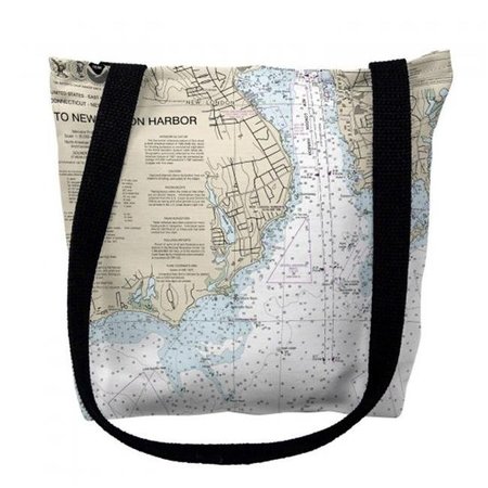 BETSY DRAKE Betsy Drake TY13212NLM 16 x 16 in. New London Harbor Connecticut Nautical Map Tote Bag - Medium TY13212NLM